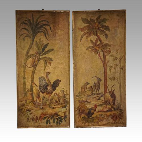 Pair of Large Antique Painted Wall Panels (1 of 10) Pair of Large Antique Painted Wall Panels (1 of 10)
