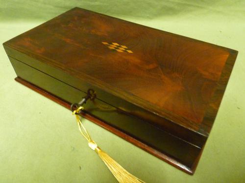 Inlaid Flame Mahogany & Rosewood Box c.1890 (1 of 13)