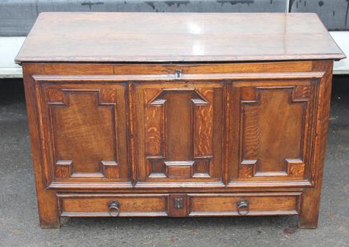 1850's Oak Coffer with Drawer at Base + Original Hinges (1 of 4) 1850's Oak Coffer with Drawer at Base + Original Hinges (1 of 4)