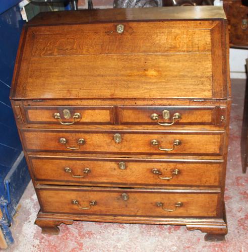 1850's Small Oak Bureaux with Crossbanding around Drawers (1 of 6) 1850's Small Oak Bureaux with Crossbanding around Drawers (1 of 6)