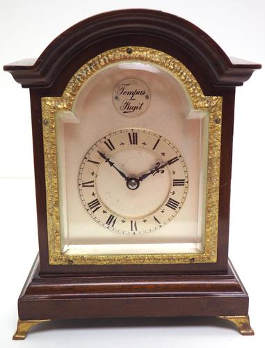 Impressive Mahogany Edwardian Bracket Clock Timepiece Mantel Clock (1 of 8)