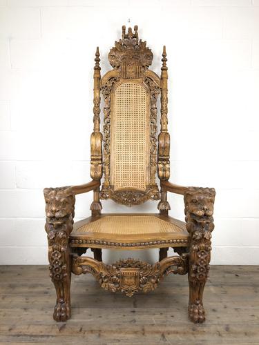 Large Carved Wooden Lion Throne Chair (1 of 10) Large Carved Wooden Lion Throne Chair (1 of 10)