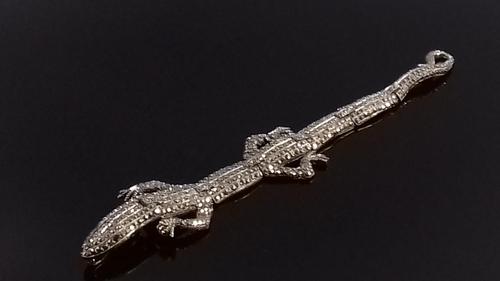 Art Deco Marcasite Ruby Paste Lizard Bracelet (1 of 16)