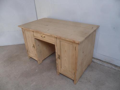 Original Panelled Victorian Classic Antique Pine Desk to wax / paint (1 of 9)