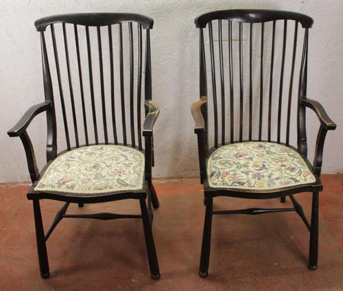 1918 Pair of Arts and Crafts style Oak Arm Chairs (1 of 4)