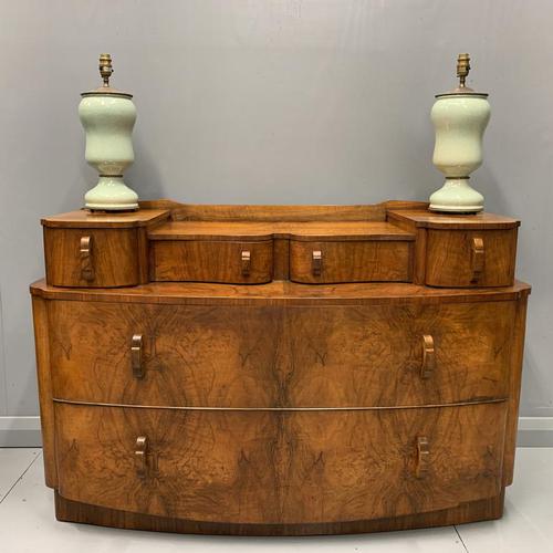 Art Deco Bow Front Chest of Drawers in Walnut (1 of 8)