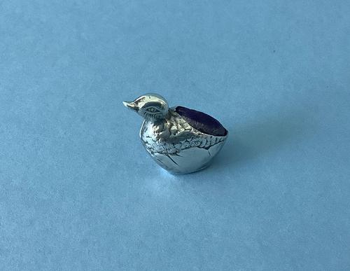 Antique Silver Novelty Duckling Pin Cushion (1 of 5)