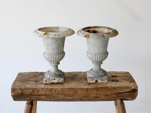 Pair of Vintage French Weathered Medici Urns (1 of 7) Pair of Vintage French Weathered Medici Urns (1 of 7)