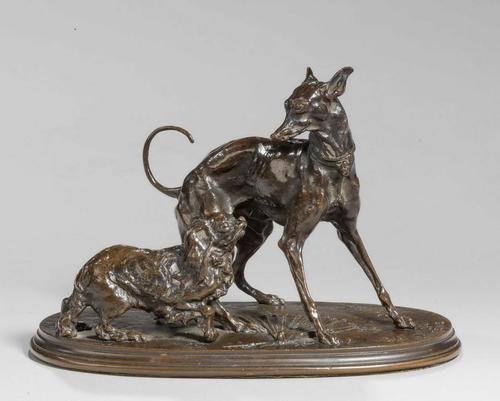 19th Century Group of a Whippet & Pekingese (1 of 8)