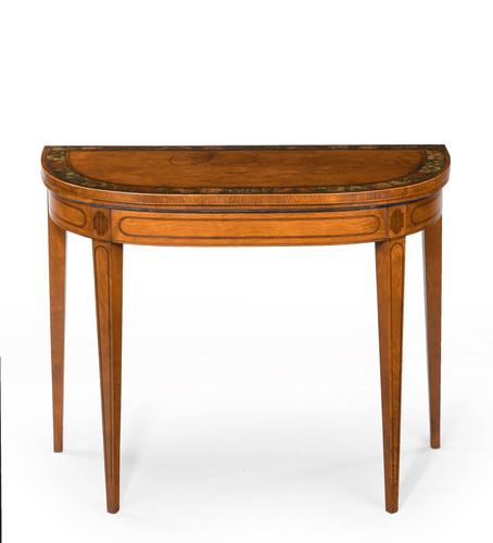 George III Period D-shaped Satinwood Card Table (1 of 7) George III Period D-shaped Satinwood Card Table (1 of 7)