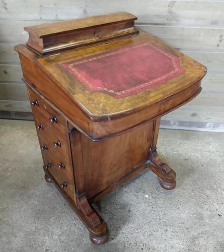 Antique 19th Century Walnut Inlaid Davenport Desk (1 of 11)