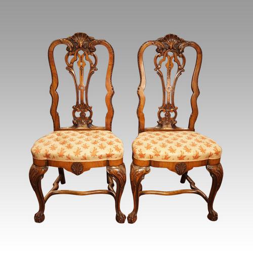 Pair of Walnut Side Chairs Manner of Daniel Marot (1 of 9)