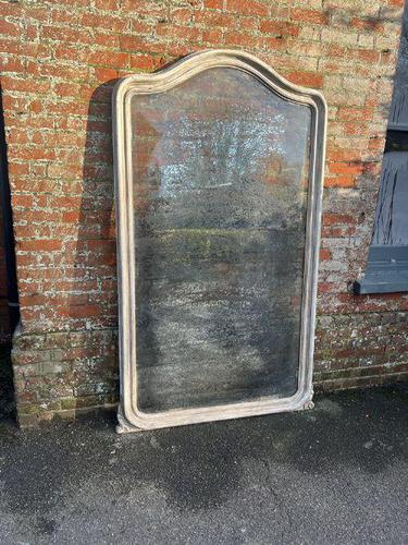 Superb Highly Unusual Large Antique French 19th Century Carved Wood Painted Shaped Top Mirror (1 of 5)