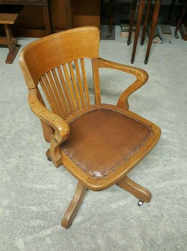 Antique Oak Swivel Office Chair (1 of 8)