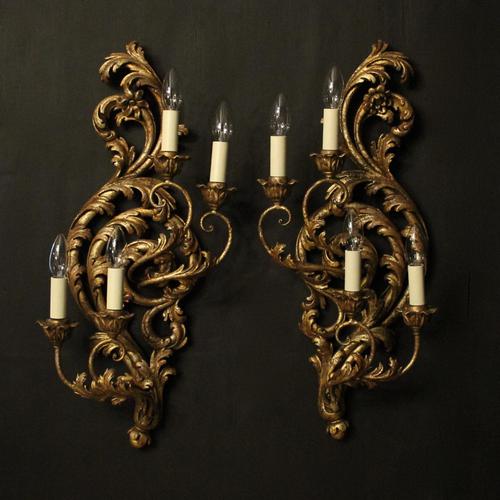 Florentine Silver Giltwood Antique Wall Lights (1 of 10) Florentine Silver Giltwood Antique Wall Lights (1 of 10)