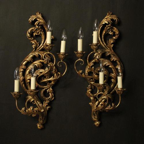 Florentine Silver Giltwood Antique Wall Lights (1 of 10)