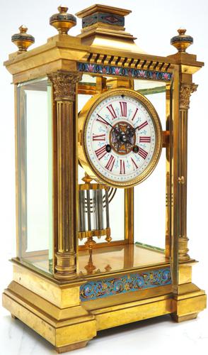 Antique French Table Regulator with Compensating Pendulum 8 Day 4 Glass Mantel Clock (1 of 12)