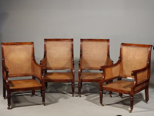 Very Fine Set of 4 Regency Period Mahogany Bergère Chairs (1 of 6) Very Fine Set of 4 Regency Period Mahogany Bergère Chairs (1 of 6)
