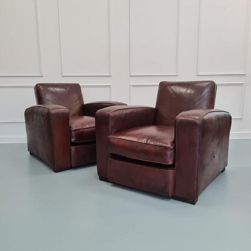 Pair of French Art Deco Club Armchairs c.1930 (1 of 7)