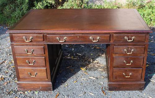 1960s Mahogany Pedestal Desk Brown Leather (1 of 5)