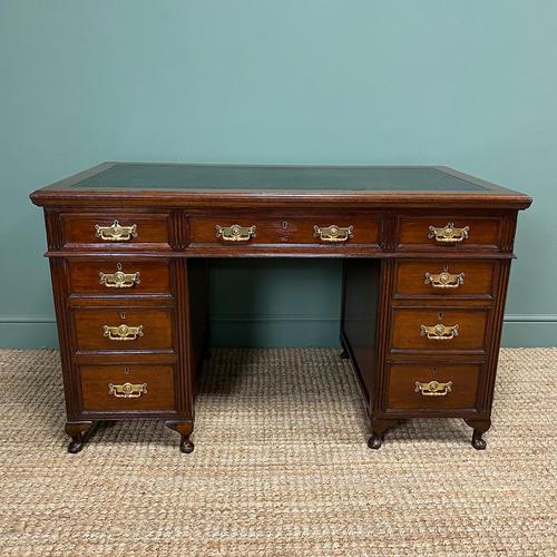 Stunning Victorian Maple & Co Antique Oak Pedestal Desk (1 of 7)