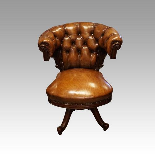 Victorian Leather Revolving Desk Chair (1 of 8)