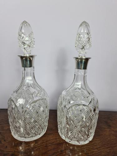 Pair of Silver Collared Decanters by Mappin & Webb (1 of 7) Pair of Silver Collared Decanters by Mappin & Webb (1 of 7)