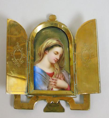 Antique Porcelain Plaque Portrait Miniature of the Madonna (1 of 6)