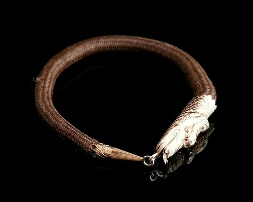 Victorian Snake Bangle, 9ct Gold, Hairwork, Ouroboros, Mourning (1 of 13)