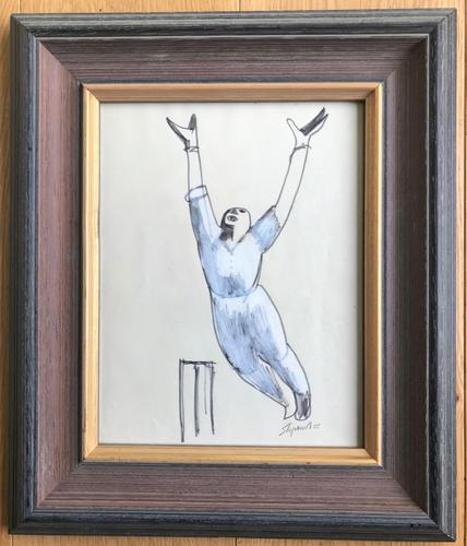 Original Marker Pen Drawing 'Howzat!' by Toby Horne Shepherd - Signed & Dated 75 - Provenance; Helen Shepherd (1 of 2) Original Marker Pen Drawing 'Howzat!' by Toby Horne Shepherd - Signed & Dated 75 - Provenance; Helen Shepherd (1 of 2)