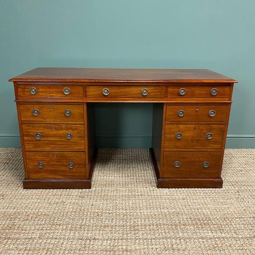 Fine Quality Victorian Mahogany Antique Pedestal Desk (1 of 7)