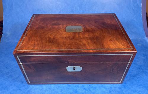 Georgian Brass Inlaid Mahogany Jewellery Box. (1 of 20)