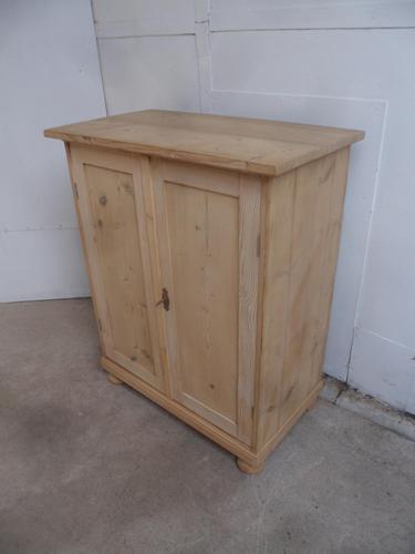 Victorian Small Antique Pine 2 Door 2 Drawer Storage Cupboard to wax / paint (1 of 11)