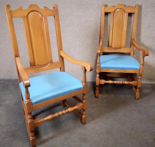 Pair of Oak Reproduction High Back Armchairs (1 of 11) Pair of Oak Reproduction High Back Armchairs (1 of 11)