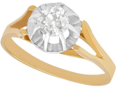0.49ct Diamond 7 18ct Yellow Gold Solitaire Ring - Vintage French c.1940 (1 of 9) 0.49ct Diamond 7 18ct Yellow Gold Solitaire Ring - Vintage French c.1940 (1 of 9)