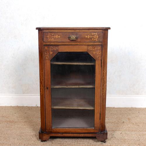 Music Cabinet Glazed Inlaid Walnut 19th Century (1 of 10)