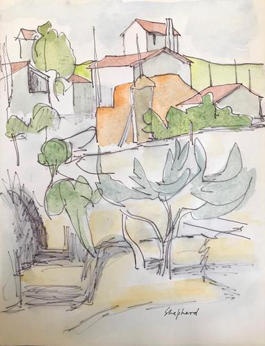 Original Watercolour 'Tuscan village' by Toby Horne Shepherd 1909-1993. Signed. c.1965 (1 of 1) Original Watercolour 'Tuscan village' by Toby Horne Shepherd 1909-1993. Signed. c.1965 (1 of 1)
