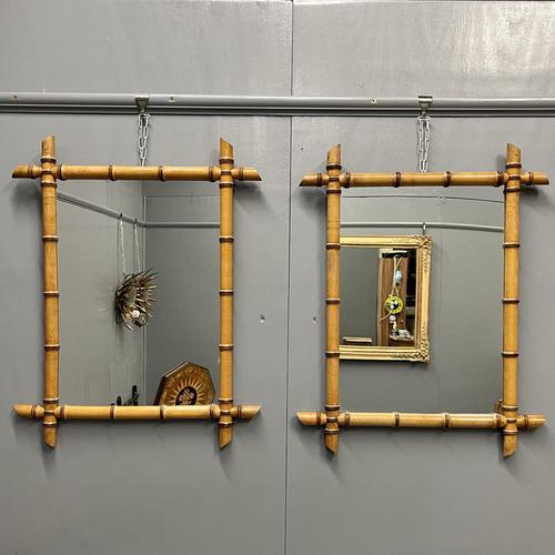 Pair of Mid Size French Faux Bamboo Mirrors (1 of 3)