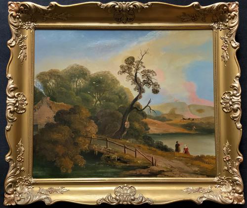 Large Stunning 19thc Arcadian Landscape Oil Painting in the 18th Century manner (1 of 13)