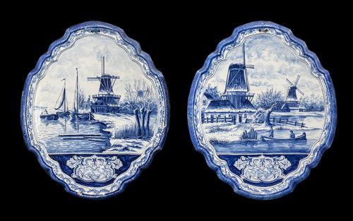 Pair of Antique Dutch Delft-ware Plaques (1 of 1) Pair of Antique Dutch Delft-ware Plaques (1 of 1)