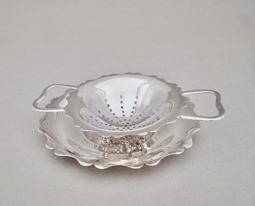 George VI Silver Tea Strainer & Stand by E. J. Houlston, Birmingham 1944 (1 of 4) George VI Silver Tea Strainer & Stand by E. J. Houlston, Birmingham 1944 (1 of 4)