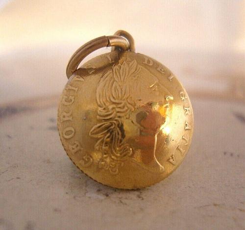 Victorian 1890s Pocket Watch Chain Fob Antique Domed Brass Faux Sovereign Fob (1 of 6)