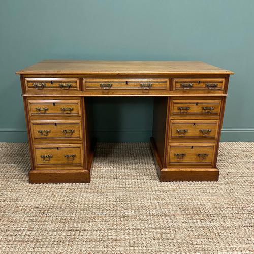 Victorian Walnut Antique Pedestal Desk (1 of 8)