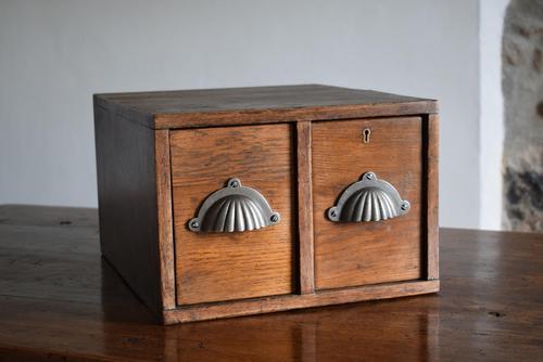 Vintage Mid Century Industrial Oak Bank of Two Drawers (1 of 10) Vintage Mid Century Industrial Oak Bank of Two Drawers (1 of 10)