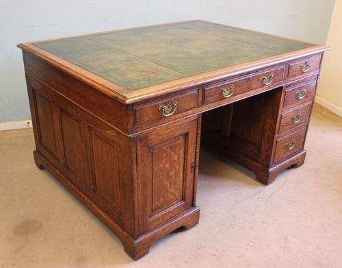 Antique Oak Partners Writing Desk (1 of 10)