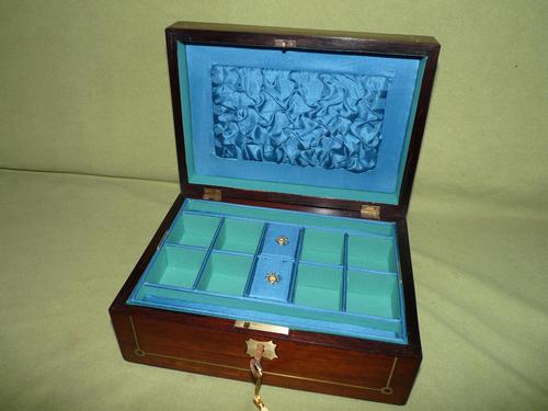 Inlaid Rosewood Jewellery Box + Tray. Plush Interior (1 of 11) Inlaid Rosewood Jewellery Box + Tray. Plush Interior (1 of 11)