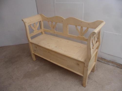 Tulip 2 Seater Antique Pine Hall / Kitchen Box / Settle / Bench to wax / paint (1 of 9)