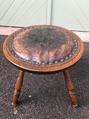 Arts & Crafts Oak & Leather Stool (1 of 7) Arts & Crafts Oak & Leather Stool (1 of 7)
