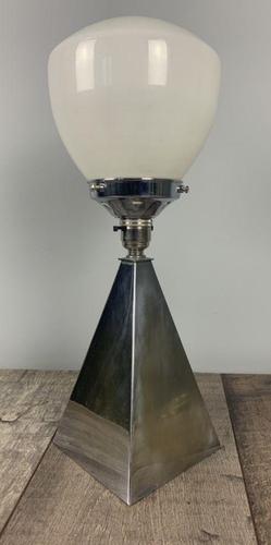 Art Deco Pyramid Starlite Chrome Table Lamp with Original Shade, Rewired & PAT Tested (1 of 7)