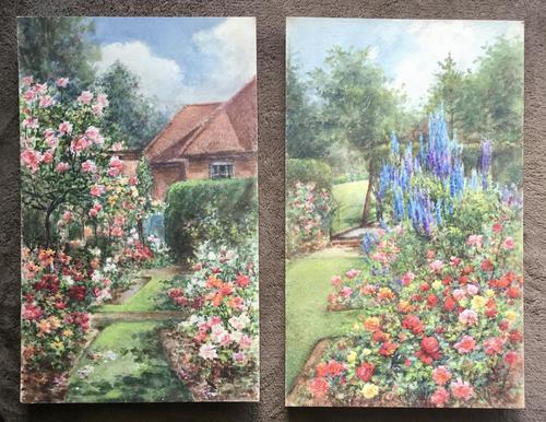 Annie Pressland Pair of Watercolours - Garden Scenes (1 of 2)